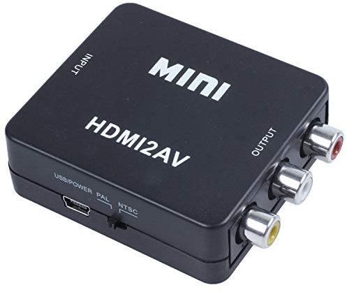 Josenidny Mini a 3RCA CVBS Composite Video AV Convertidor Adaptador TV VCR DVD Negro