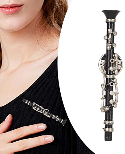 Broches pour Femmes, Broche de Clarinette, Instrument de Musique Miniature, Broche à Revers avec étui à Instruments Doublé de Velours Rouge pour Femmes et Hommes, Cadeaux pour les Joueurs de Hautbois