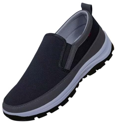 AZMAHT Zapatillas sin Cordones para Hombre, Zapatos para Pies Anchos e Hinchados, Calzado Ligero Transpirable para Correr,Negro,40/250mm