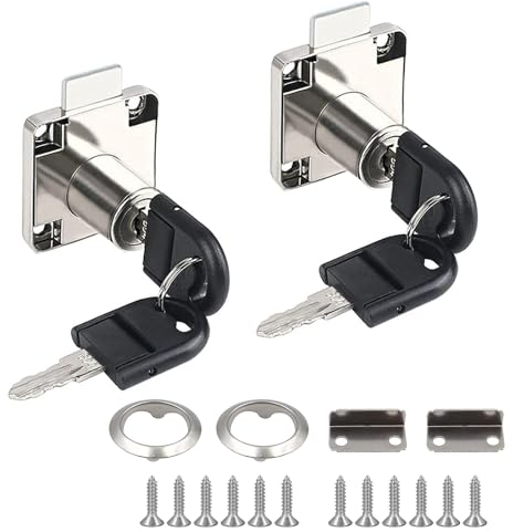 2 Piezas Cerradura Armario con Llave 22 mm Cerradura Cajon Universal Cerradura de Leva con Llaves Cerradura Taquilla para Muebles Hogar Oficina (Plata)