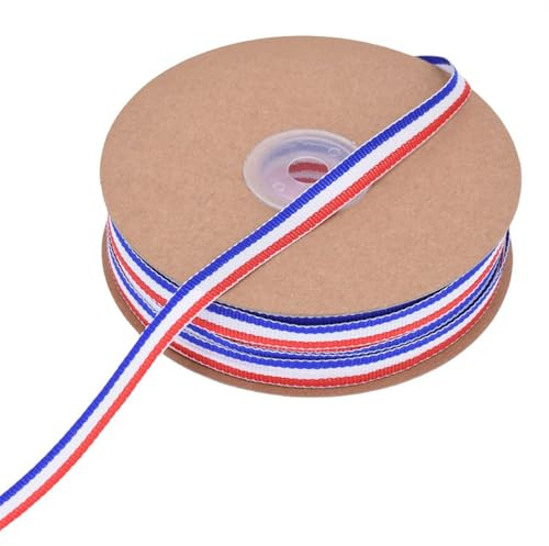 CWPFVQA Rouleau De Ruban Tricolore 1 Pièce, Sangle Rayée, Ruban d'emballage Cadeau, Ruban Médaille, Ruban Épingle À Cheveux