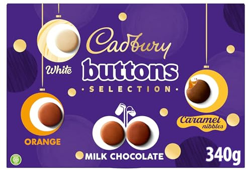 Cadbury Buttons Selection Box, Festive Chocolate Selection Box including Orange, Milk and Caramel Nibbles, Perfect Stocking Filler Gift, 340 g (Pack of 1)