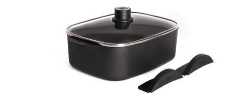 Woll Eco Logic QXR Bräter inklusive Glasdeckel, mit 2 eingegossenen Hebegriffen - Induktiv -, 29 cm x 22 cm, 10 cm hoch, 5.1 Liter - Geeignet für alle Herdarten, PFAS-frei, Antihaft-Versiegelung, Alum
