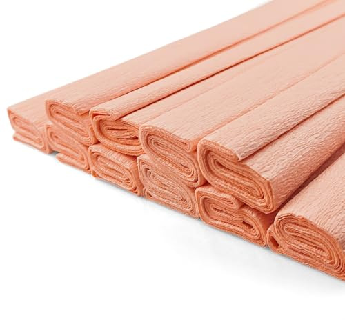 Netuno 10 Rollen Krepppapier Pastell-Pfirsich 200 x 50 cm buntes Bastelpapier für Dekoration Geschenkverpackung kreative Projekte Deko Papier farbig Papierrollen Bastelkrepp Floristenkrepp crepe paper
