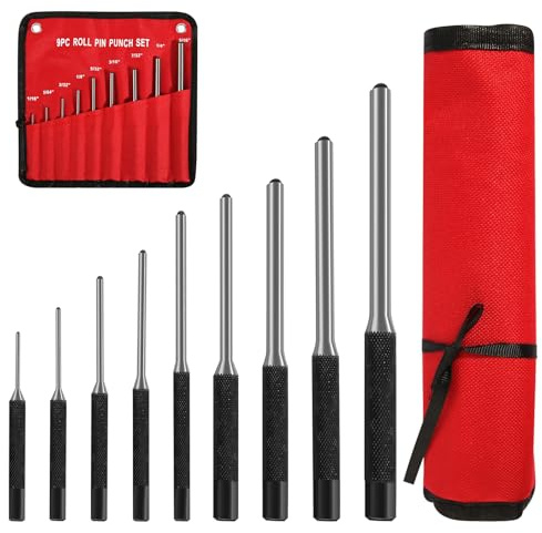 9 Pezzi Cacciaspine Set, Punzone in Acciaio Sacchetto Con Immagazzinaggio, 1.5mm-8mm Set Di Punzoni per Riparazione Di Orologi in Pelle Gioielli E Artigianato