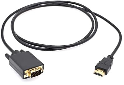 JZK 1,5M Câble HDMI vers VGA, convertisseur câble Adaptateur HDMI mâle vers VGA mâle unidirectionnel pour Ordinateur, Ordinateur Portable, PC, Moniteur, projecteur, HDTV, pour Roku, pour Xbox