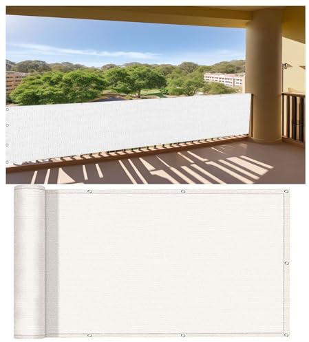 Balkongskärm, Insynsskydd, Trädgårdsskärm 50 x 310 cm Hdpe-Balkongskydd, Vind- Och Uv-Skydd Ventilerat Balkongskydd för Växthus, Trädgård, Staket Och Balkong, Vit