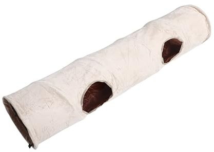 DIKACA Kattunnel för Smådjur med Boll Interaktiv Viloplats Beige Tunnel för Katter och Kattungar Lätt att Rengöra och Stimulerar Utforskning Inomhus