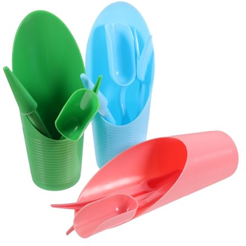 MAGICLULU Juego de Herramientas de Jardinería Manual Palas de Tierra para Plantar Suculentas, Trasplante y Excavación, Plástico Resistente, Colores Rosa Verde Azul, 3 Piezas para Jardín