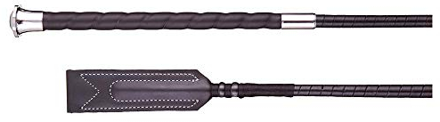 BR Springgerte Kolga echtes Leder schwarz-Silber (70 cm)