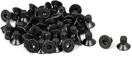 uxcell M3x5mm Black Nickle Plated Grade 10.9 Flat Head Hex Socket Cap Screw Bolt 50pcs