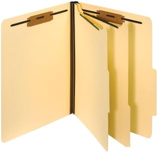 Pendaflex Manila Classification File Folders, 2 Dividers, 2 Bonded Fasteners, 2/5 Tab Cut, Letter Size, Manila, Box of 10 (24000P), Specialty