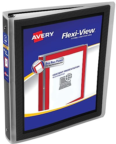 Avery® Flexi-View™ Binder, With Poly Extended Cover, 1 Rings, Black