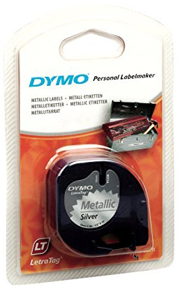 DYMO 3 Kassetten LetraTag metallic 12 mm x 4 m schwarz auf silber