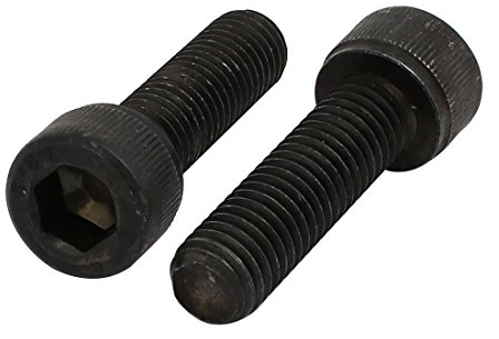 sourcing map 2 Pcs M10X35mm 12.9 Grado Casquillo Del Zócalo Hexagonal Tornillo De Rosca De La Mano Izquierda Negro