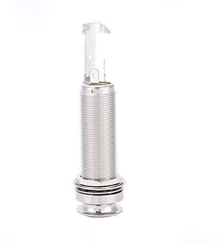Guitar Endpin Jack, Copper Mono End Pin Jack Socket 6306 for Electric Guitar Ukulele Pickup(Silver)