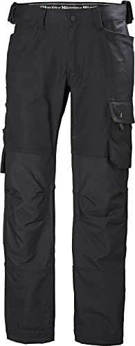 Helly-Hansen Workwear Oxford Work Pants for Men with 2-Way Stretch, Reinforced Adjustable Knee Pads and Thigh Pocket, Black - 36W x 30L
