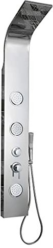 Ogomondo Pannello Colonna Doccia Joy Acciaio Inox 3 Getti Idro e Cascata H150xL20xP44 Ugelli Anticalcare