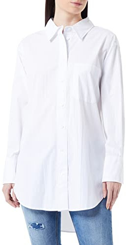 TOM TAILOR Denim Damen Basic Poplin Hemdbluse, White, XL