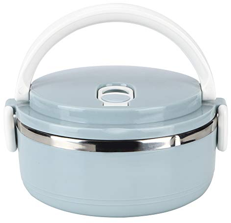 Joyzan Insulated Thermal Lunch Container, Stainless Steel Keep Warm Lunch Box Stackable Bento Round Food Flask Compartment Hot Heated Boxes Leakproof Storage for School Office Picnic Outdoors