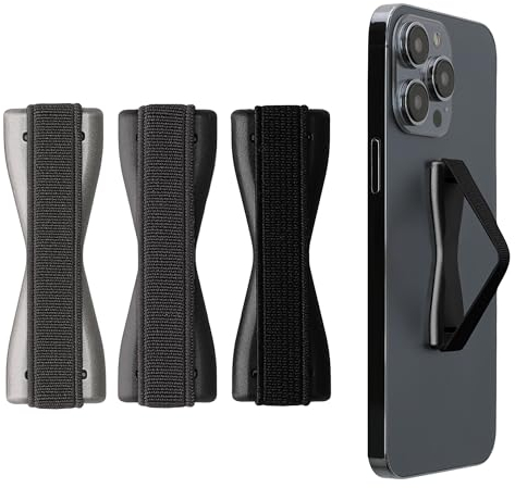 kwmobile Smartphone Fingerhalter 3 Set - Handy Halter Griff Halterung Einhandbedienung - 3X Handyhalter in Schwarz Grau Dunkelgrau