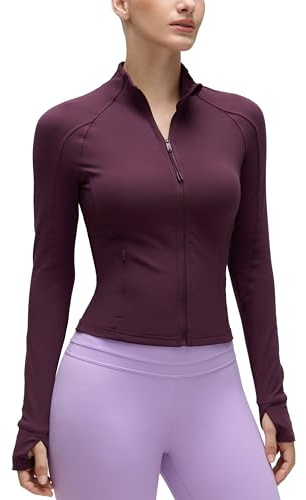 CRZ YOGA Giacca da allenamento con zip corta da donna Viola profondo 42