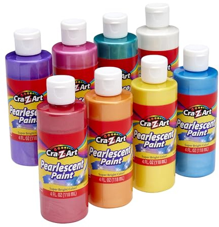 Cra-Z-Art Washable Pearlescent Paint Bulk Pack 8ct, Assorted Colors 4oz each bottle