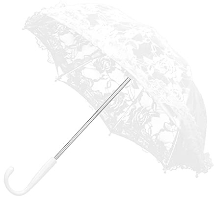 Mrisata Lace Umbrella, Vintage Lace Umbrella, Bridal Wedding Umbrella, Women's Handmade White Lace Umbrella, Parasol for Decoration (B)