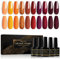 Shining She UV Nagellack,10 Farben Herbst Orange Rot Dunkelrot Glitzer Gel Nagellack Set Soak Off UV Gel Nail Polish für Anfänger DIY Nail,Halloween Set für Mädchen,8ML