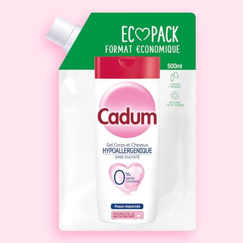 Cadum Gel corporal y capilar, hipoalergénico, sin sulfatos, 500 ml