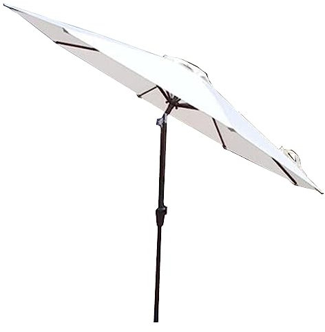 WYRMB Parasol de jardin à long manche, tête secouable, colonne en fer, avec base de réservoir, 9 pieds, 8 nervures, manivelle ouverte, base remplissable