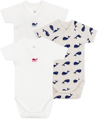 Petit Bateau A0cd1, Body Nascita A Maniche Corte Unisex - Bimbi 0-24, Variante 1, 0-3 mesi (pacco da 3)