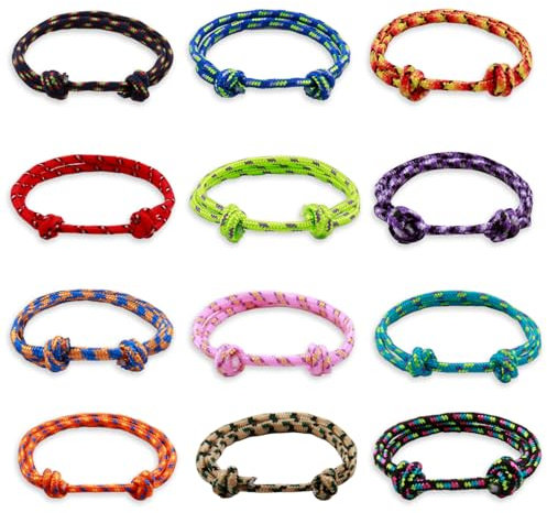 kiki fancy Surfer Armband Herren & Damen, 12 Stück Segeltau Armbänder Stoff Geflochtenes Armbande Bunt Marine Seil Schnur Nautische Surf Armband Surferarmband Herren Verstellbar Boho