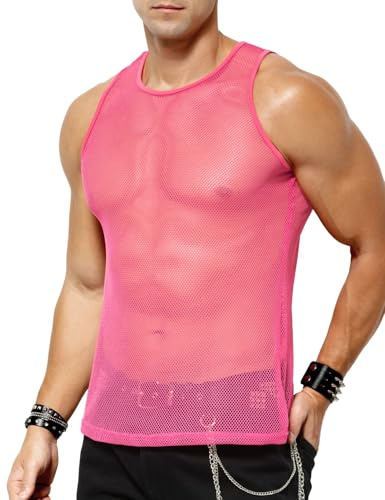 Casey Kevin Canotta in Maglia da Uomo Trasparente Canottiera, Uomo Maglietta a Rete Senza Maniche a Rete Muscolare Canottiere Clubwear Gym