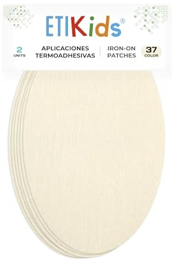 2 Natural White Iron-On Fabric Repair Patches – Knee & Elbow Patches for Clothes, Trousers, Jackets, Sweaters & Shirts, 16 x 10 cm