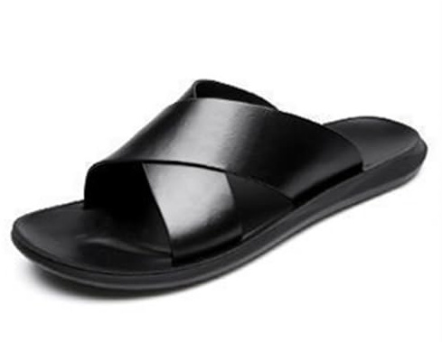MGGMOKAY Män kors lädersandaler, män sommar sandaletter, män bekväma lätta slide sandaler