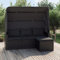 Emmtore 3-Sitzer-Gartensofa mit Dach und Fußhocker Sofa Couch Rattanmöbel Gartenmöbel Sitzgruppen Garten Terrasse Balkon Schwarz Poly Rattan