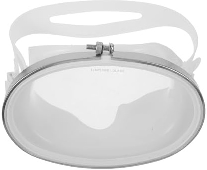 Kisangel Maschera Subacquea Completa Ovale in Acciaio Inox 304 Bianco, Maschera da Snorkeling per Adulti Vetro Temperato Antiappannamento, Fascia Regolabile per Immersioni e Attività