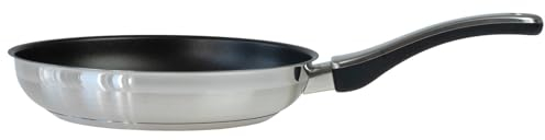 BAF Pfanne Induktion Ø 24 cm - Flacher Rand - kleine runde beschichtete Bratpfanne aus Edelstahl