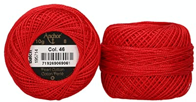Anchor Fil perlé 8-4591008-00046 - Couleur : rouge - Fil à broder
