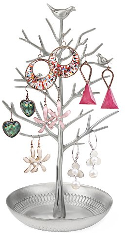 Dazone Schmuck Organizers, Schmuckständer Robust Vögel SchmuckbaumSchmuckaufbewahrung Reise, Schmuckschrank für Halskette, Armband, Parfüm und Ohrringe, Deko Aesthetic Accessoires, Gold/Weiß