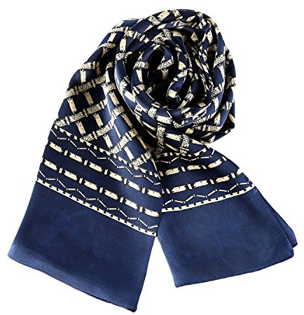 YangtzeStore Bufanda larga de satén de seda Charmeuse para hombre, azul, 63x10