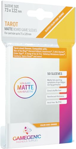 GAMEGEN!C- Matte Tarot-Sized Sleeves 73x122mm (50), Colour Clear (GGS10056ML)