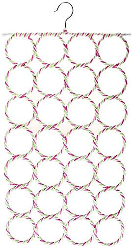 3x Ring Rope Slots Holder, 28-Hole Foldable Hook Scarf Wraps Shawl Storage Hanger Organizer Multicolour