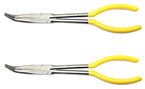 NFLOBD 2 Piezas Alicates de Punta de Aguja, alicates de Agarre de Manguera de 11 Pulgadas, alicates Extra Largos alicates de Punta de Aguja Larga Herramienta de reparación Artesanal (Size : 90°)