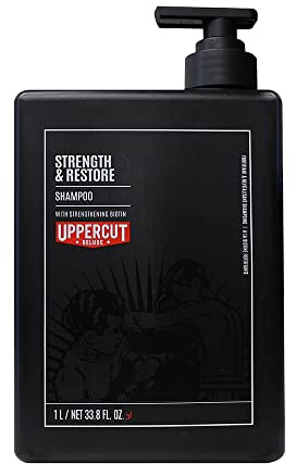 Uppercut Deluxe Strength and Restore Shampoo for Men, Mit Biotin und Koffein Angereicherter Shampoo zur Förderung Eines Gesunden Haarwachstums für Herren, 1 Liter