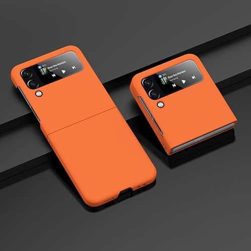 Hauw Funda Galaxy Z Flip 4 5G,Funda de Teléfono Plegable Antideslizante Ultradelgada para PC Duro para Samsung Galaxy Z Flip 4 5G 2022,Naranja