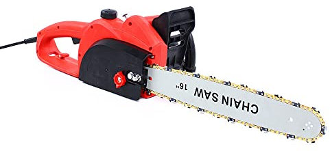 Elektro Kettensäge, 2800W, Futchoy Kabelgebundene Motorsäge, 220V-Motor, 25 cm Schnittlänge, 14m/s Sägeleistung, Chainsaw (Rot)