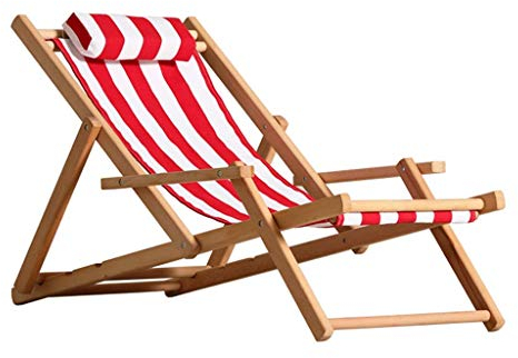 Balkon-Büro-Entspannungsstuhl, traditionelle klassische Liegestühle mit Armlehnen, Hartholzrahmen |Sonnenliegen-Liegestühle |Klappbarer Garten-Liegestuhl, Sonnenliegen, rot-weiß gestreift, Ma Happy