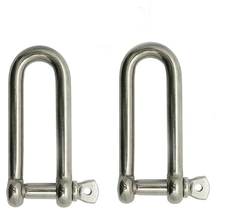 JY-MARINE 316 Stainless Steel Shackle Long D Shackle Marine Grade 1/4(6mm),2 Pack